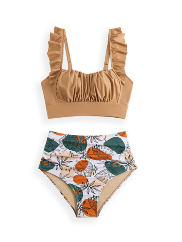 Ruffled Three-Piece Bikini Set – High Elasticity & Self-Design Style