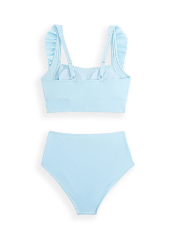 Ruffled Three-Piece Bikini Set – High Elasticity & Self-Design Style