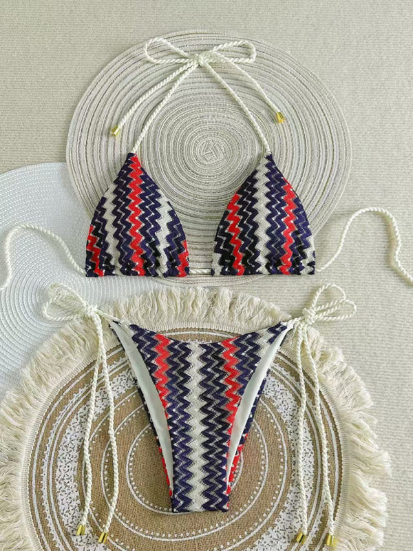 Knitted String Bikini Set – High Stretch Nylon, Adjustable Fit, Vacation Ready