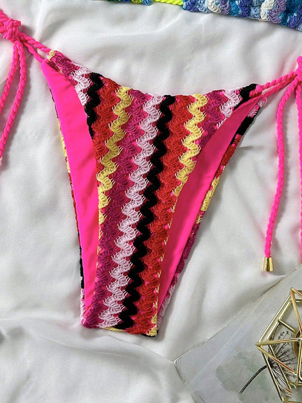 Knitted String Bikini Set – High Stretch Nylon, Adjustable Fit, Vacation Ready