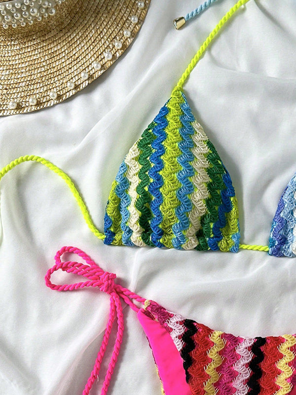 Knitted String Bikini Set – High Stretch Nylon, Adjustable Fit, Vacation Ready