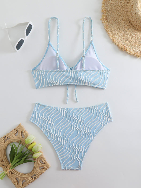 Striped Vacation Bikini Set – High Stretch, Colorful Two-Piece for the Beach