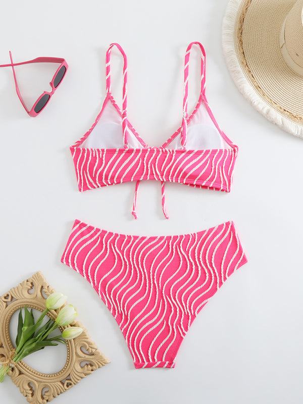 Striped Vacation Bikini Set – High Stretch, Colorful Two-Piece for the Beach