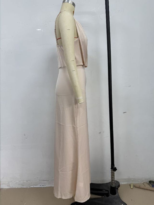 Satin Midi Slip Dress – Solid Color, Adjustable Spaghetti Straps, Spring-Summer