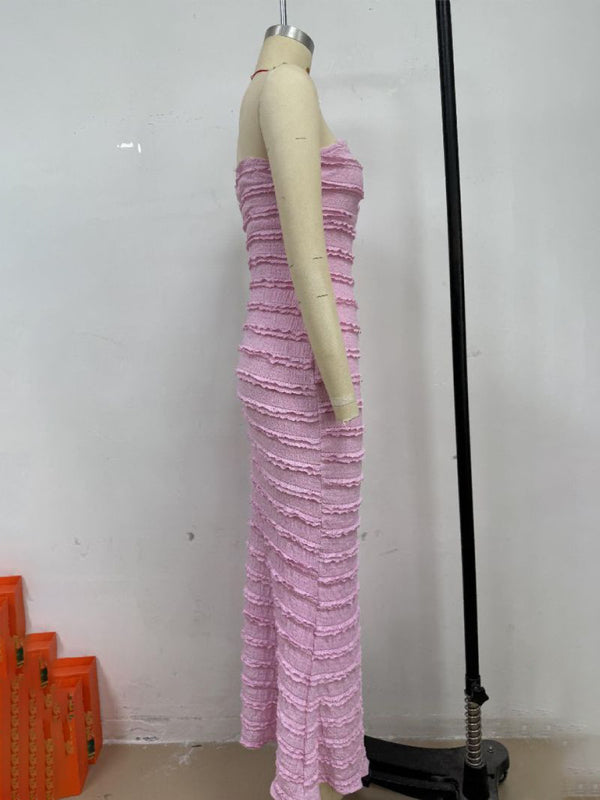 Pink Strapless Bodycon Dress – Slim Fit Party Look