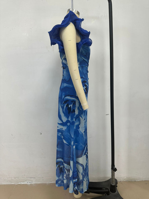 Slim Fit 3D Floral Sleeveless Bodycon Dress – Spring Summer Resort Style