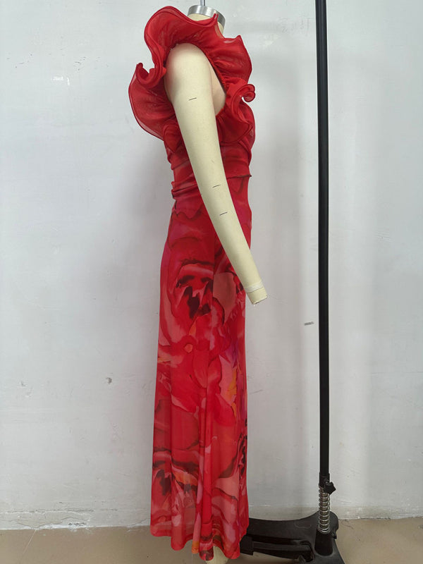 Slim Fit 3D Floral Sleeveless Bodycon Dress – Spring Summer Resort Style