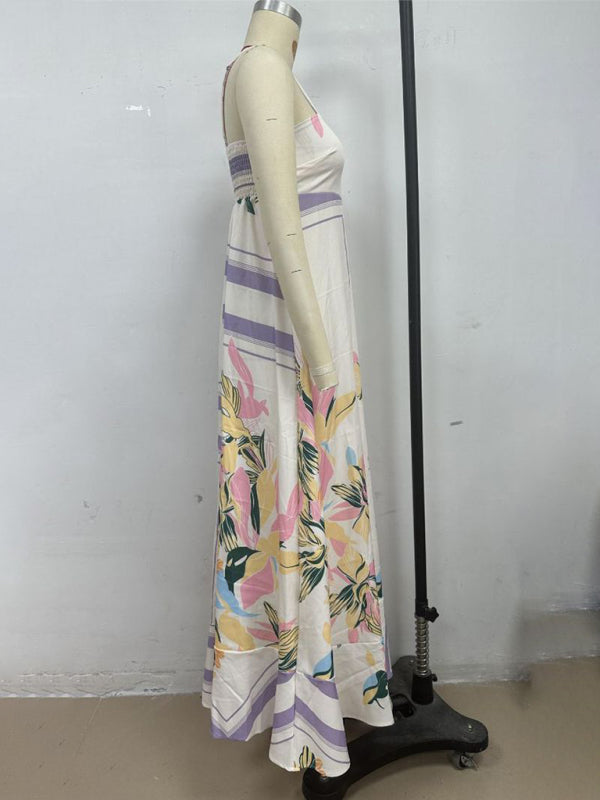 Purple Stripe Swing Slip Dress