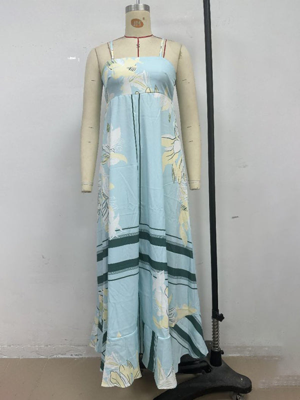 Striped Flared Suspender Dress – Summer Casual