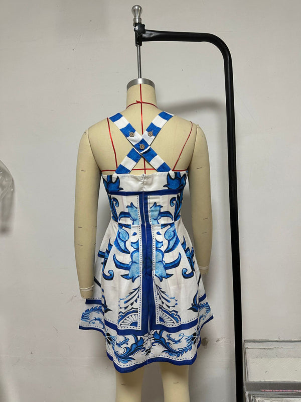 Women's Floral Print Suspender Dress