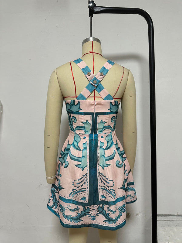 Women's Floral Print Suspender Dress