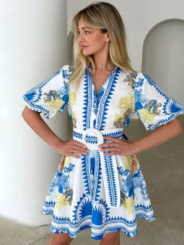 Printed Lapel Midi Dress – Chic Everyday Style for Spring & Summer