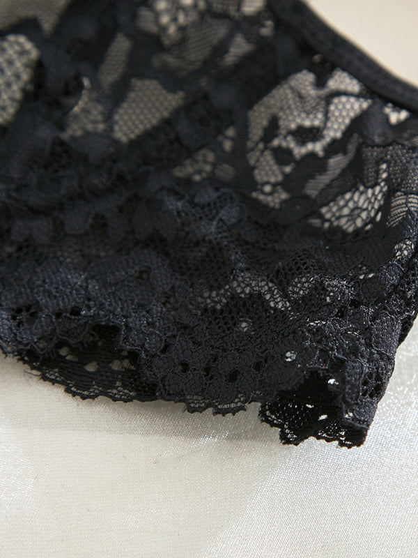 Lace Suspender Lingerie Set – Sheer See-Through Design with Stretch Fit