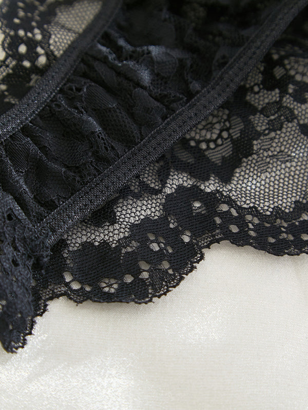 Lace Suspender Lingerie Set – Sheer See-Through Design with Stretch Fit