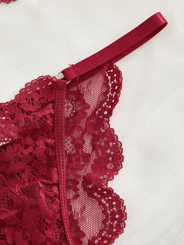 Lace Suspender Lingerie Set – Sheer See-Through Design with Stretch Fit
