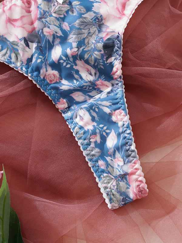 Lace Patchwork Floral Lingerie Set – High Stretch, Sexy Fit, All-Season Wear