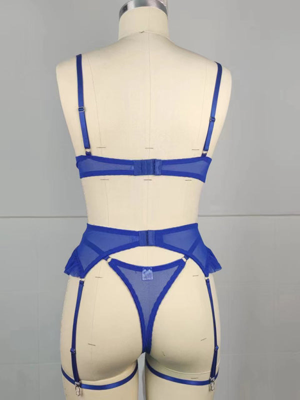 French Embroidered Sheer Lingerie Set – Ultra-Thin Bra & Thong Panty