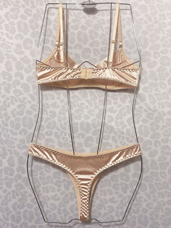 Satin Underwire Bra & Panty Set – Elegant Two-Piece Lingerie with High Stretch