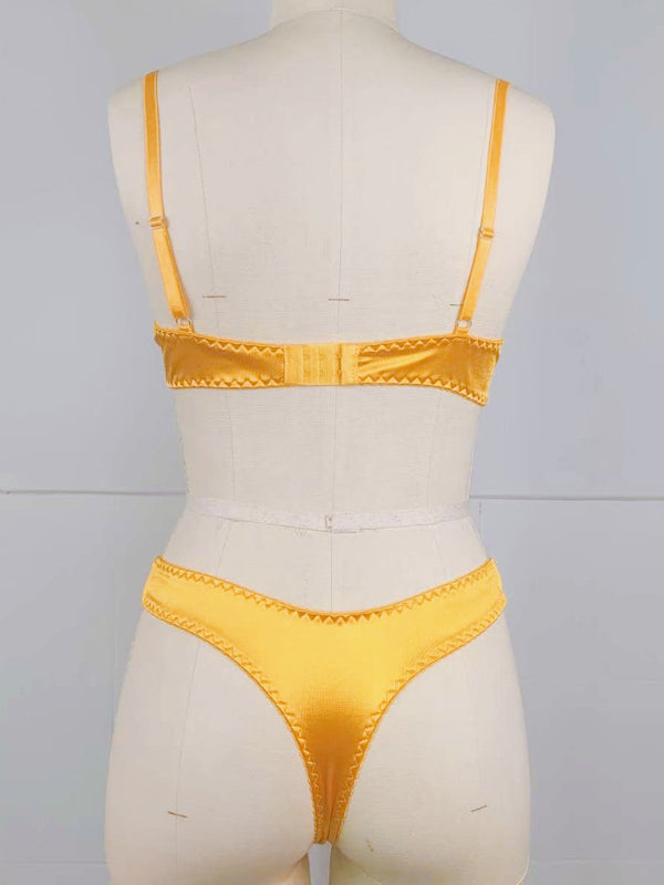 Satin Underwire Bra & Panty Set – Elegant Two-Piece Lingerie with High Stretch