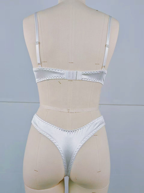 Satin Underwire Bra & Panty Set – Elegant Two-Piece Lingerie with High Stretch