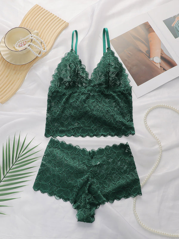 Sexy Lace Bra & Tank Top Lingerie Set – Soft Polyamide, Adjustable Fit