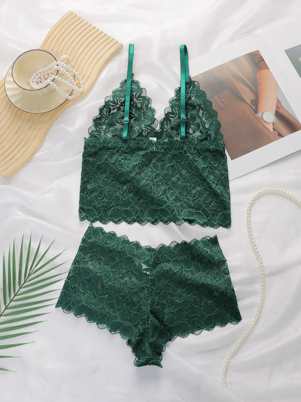 Sexy Lace Bra & Tank Top Lingerie Set – Soft Polyamide, Adjustable Fit