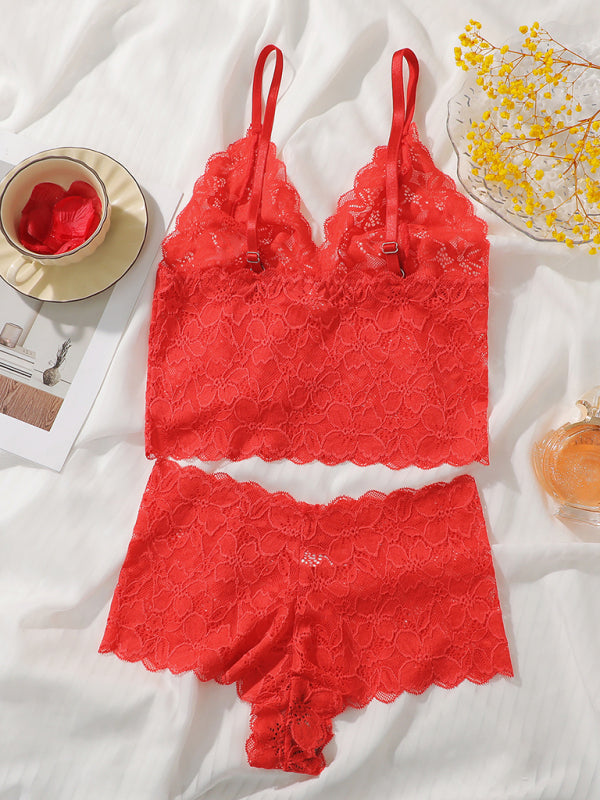 Sexy Lace Bra & Tank Top Lingerie Set – Soft Polyamide, Adjustable Fit