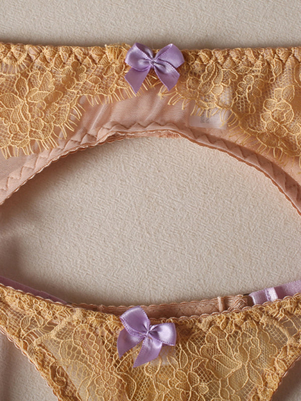 Lace See-Through Bra & Panty Set with Bow Detail – High Stretch Lingerie