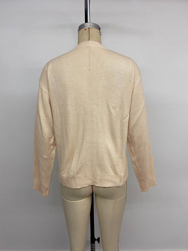 Uroczy sweter kardigan z dzianiny z misiem