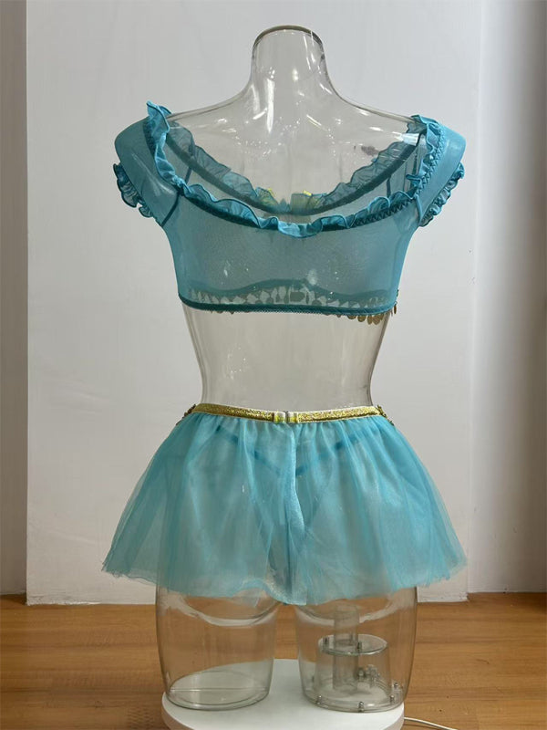 Off-the-Shoulder Sequined Mesh Set – Smiling Maria