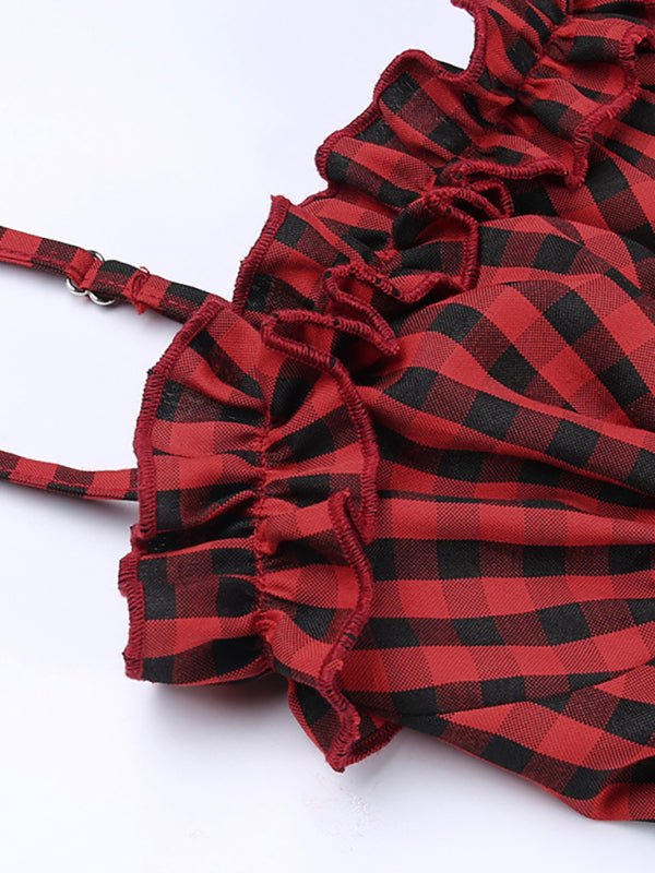 2022 Fall New Corset A Swing Plaid Dress