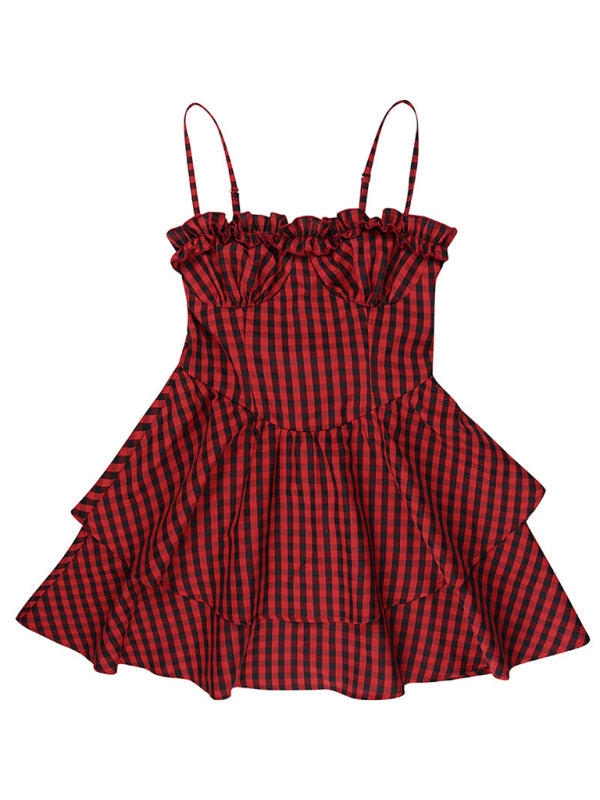 2022 Fall New Corset A Swing Plaid Dress