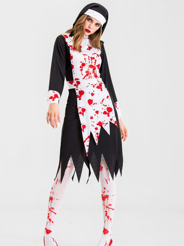 Vampire Zombie Nun Halloween Costume Dress