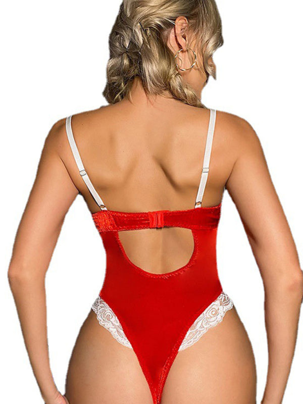 Christmas-Themed Lingerie – Red Sexy Costume with Moderate Stretch