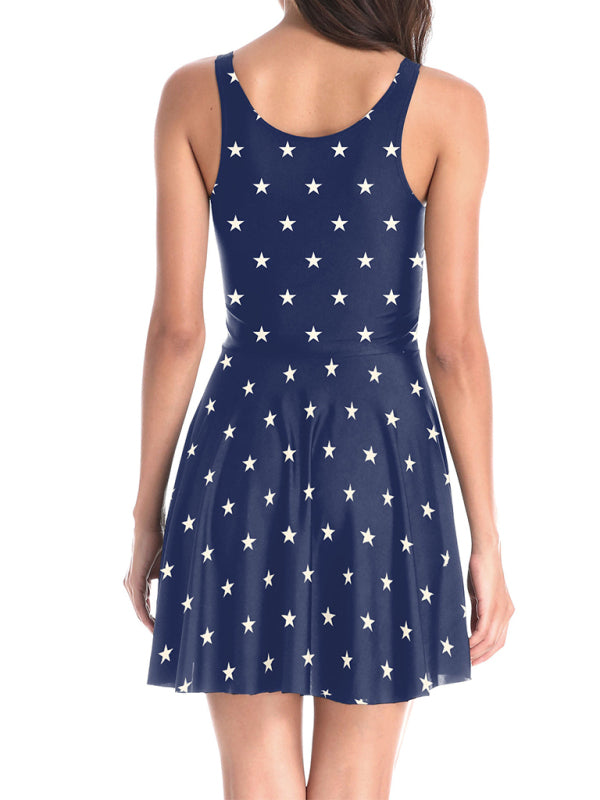 Women's Patriotic Flag Print Sleeveless Dress