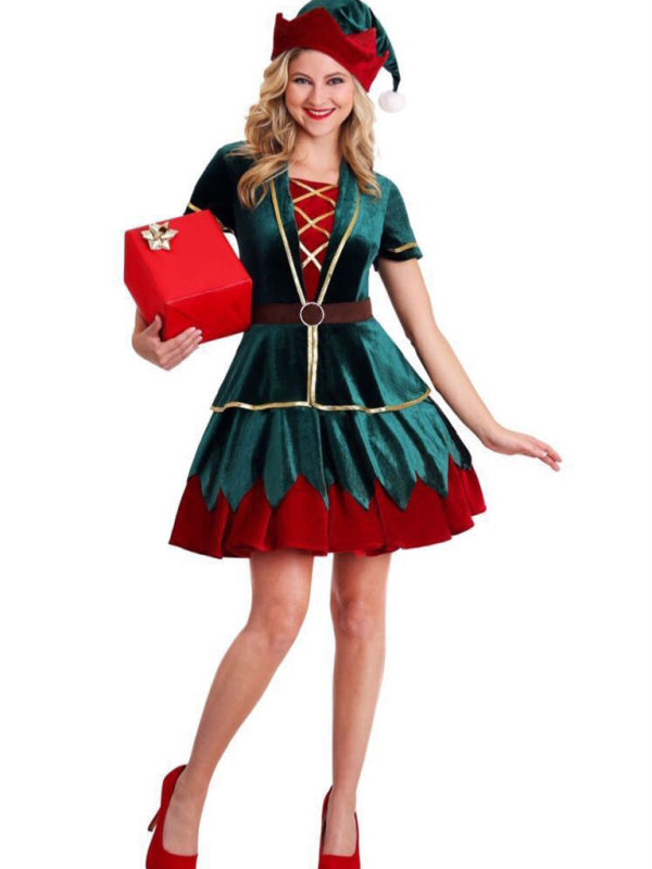 Women's Christmas Clown Costume Dress Set