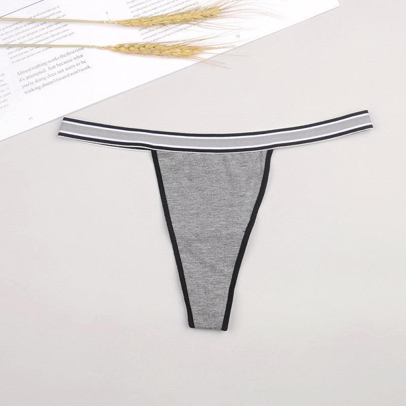 Soft Breathable Cotton Thong – Low Waist, Striped & Stretchy Comfort