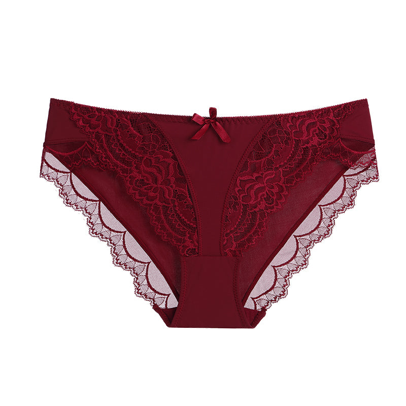 Women's Lace Comfort Low-Waist Briefs – Breathable, Cotton Crotch, Floral Knit