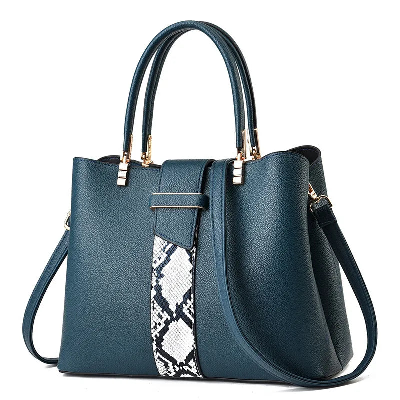 Large Capacity PU Leather Crossbody Handbag -2 Blue Green