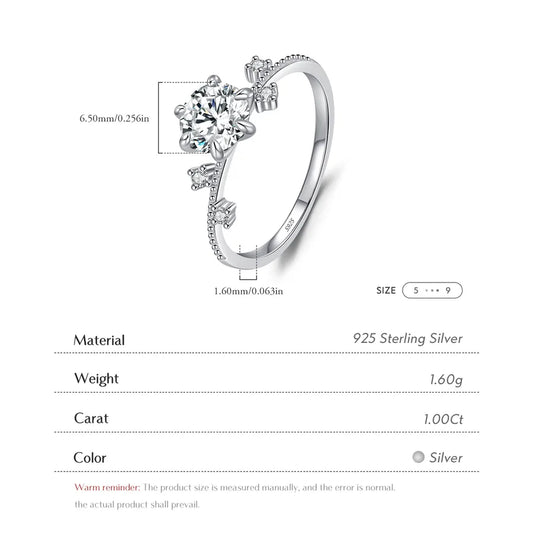 1.0ct Moissanite Ring in Sterling Silver
