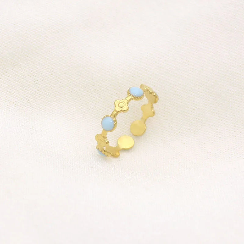 Leaf Enamel Stainless Steel Open Ring for Women Style 24