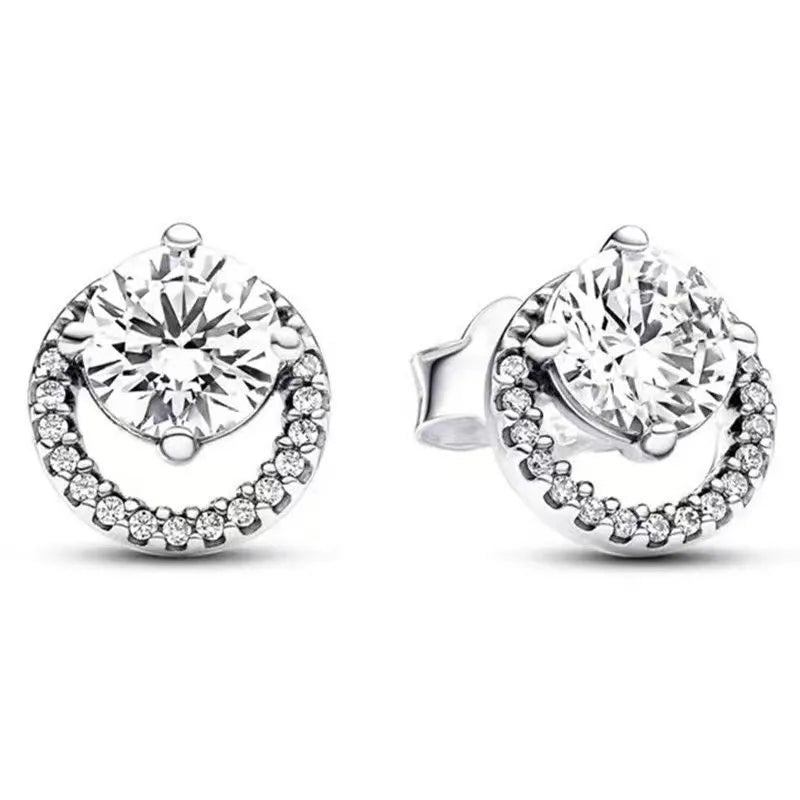 Elegant 925 Silver Jewelry Set for Women 1 Pair Ear Studs