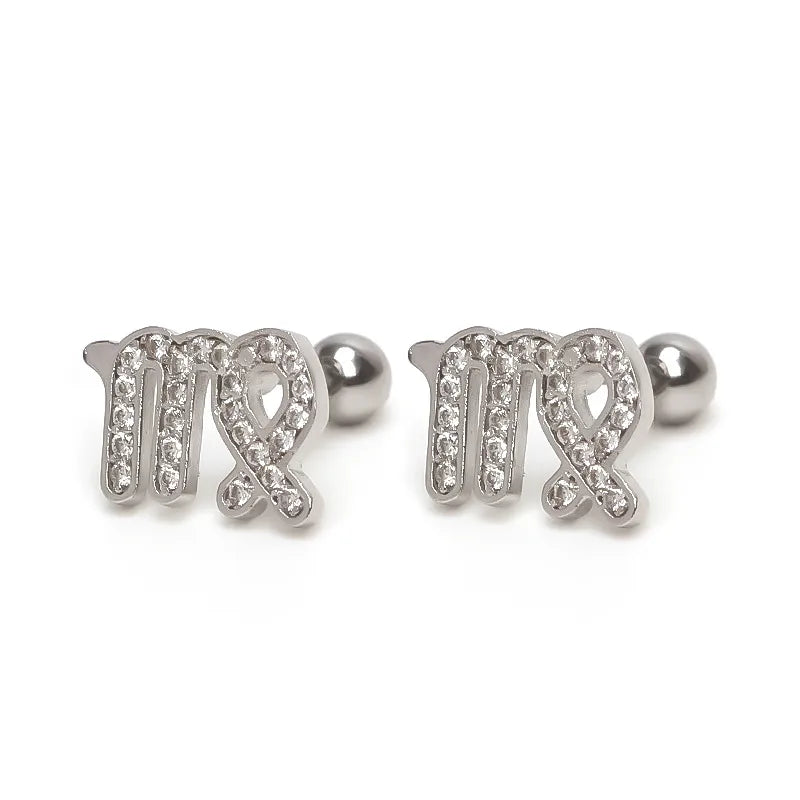 Virgo Zodiac Stainless Steel Stud Earrings