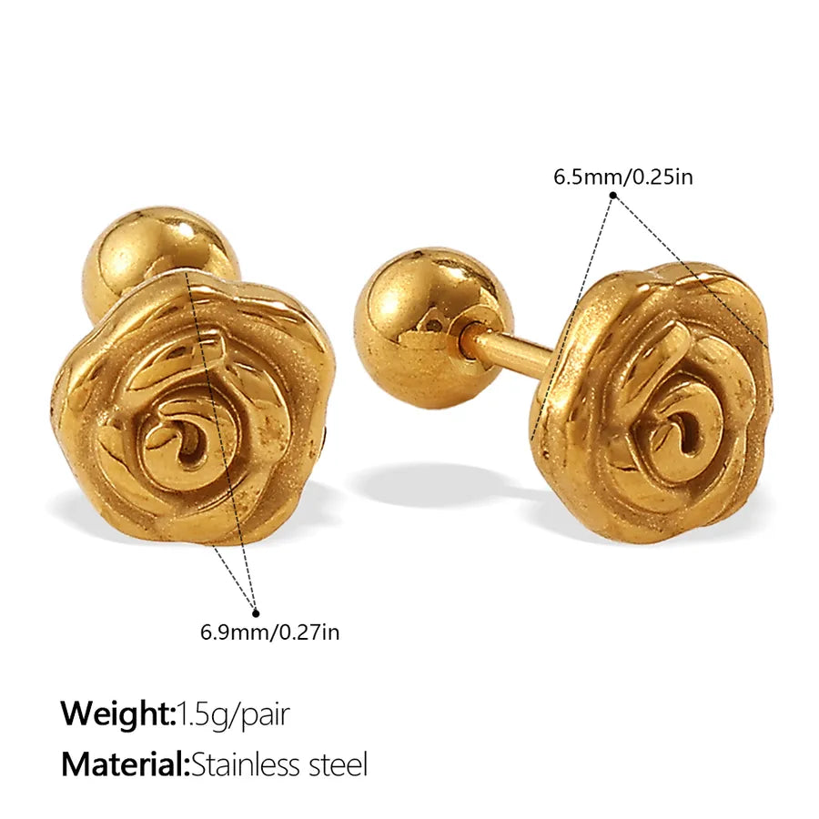 Gold Plated Stainless Steel Bear Earrings EH1217G Piercing Earrings