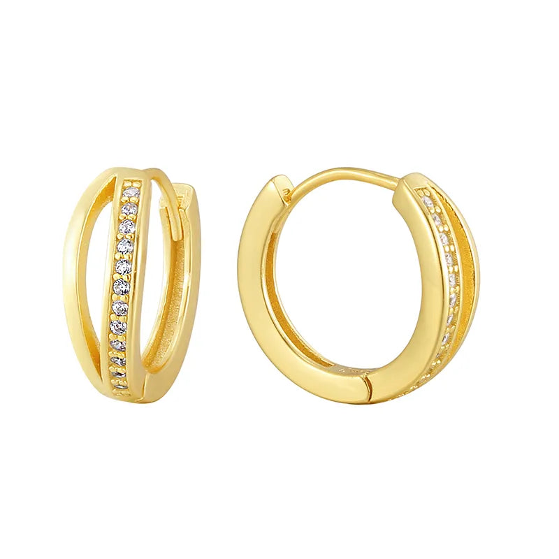 925 Sterling Silver Geometric Earrings One Size Gold