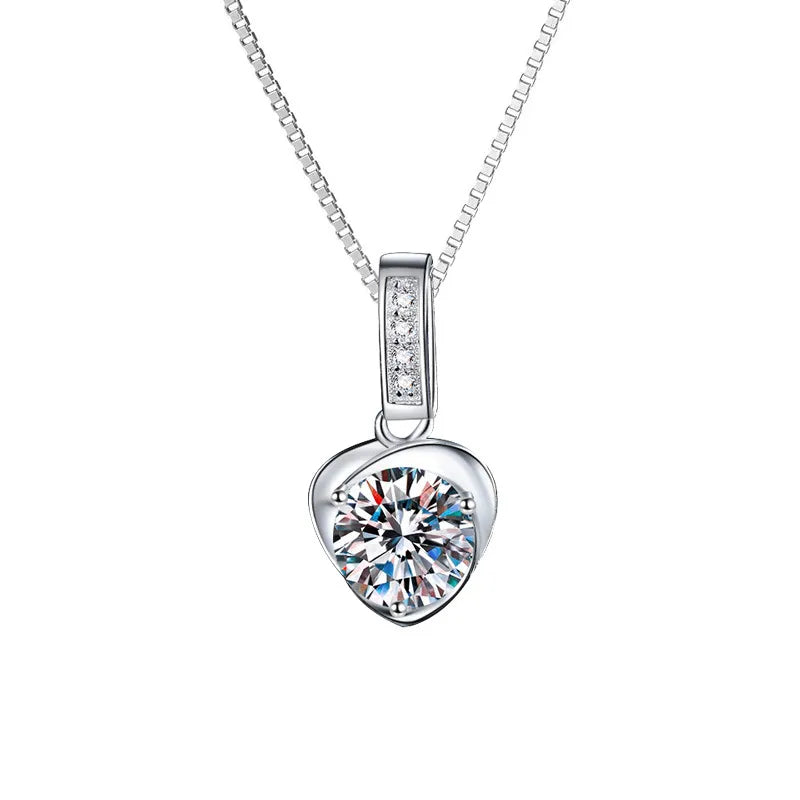 Sterling Silver Heart Moissanite Necklace