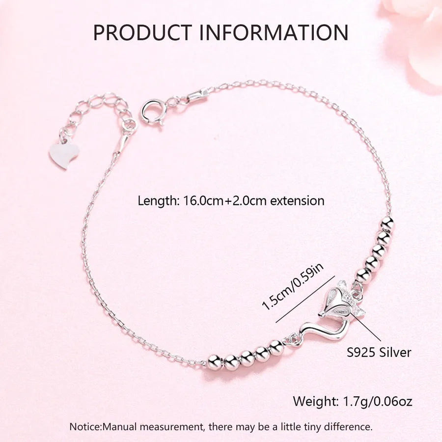 Women's Sterling Silver Fox Charm Bracelet