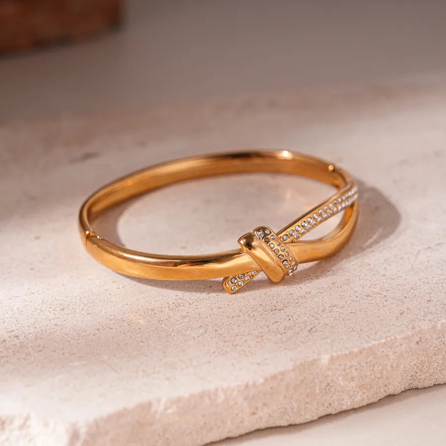 Butterfly Knot Diamond Stainless Steel Bracelet Bracelet-Gold