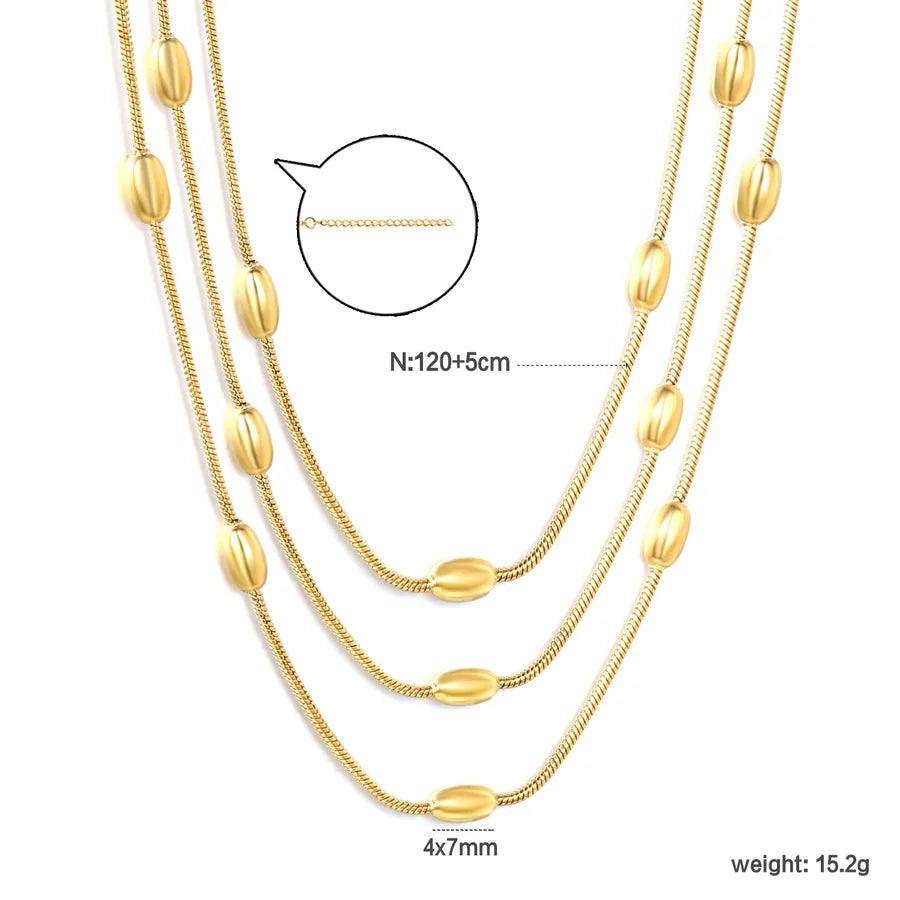 18K Gold Plated Stainless Steel Bead Chain Necklace NE2F9001G