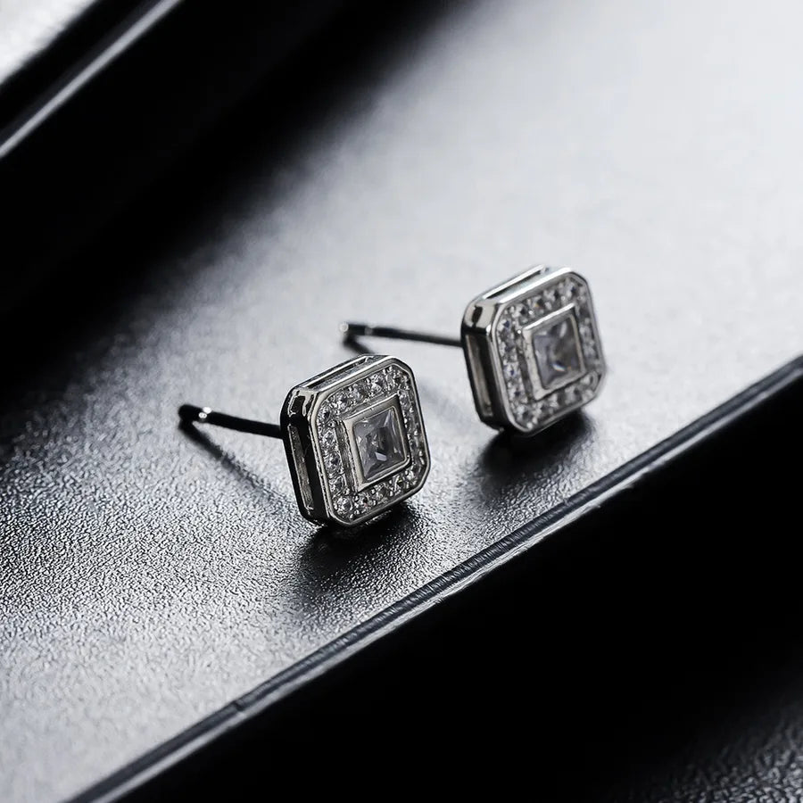 Titanium Steel Diamond Ear Cuff – Unisex & Non-Fading A Pair of Diamond Stud Earrings (black)